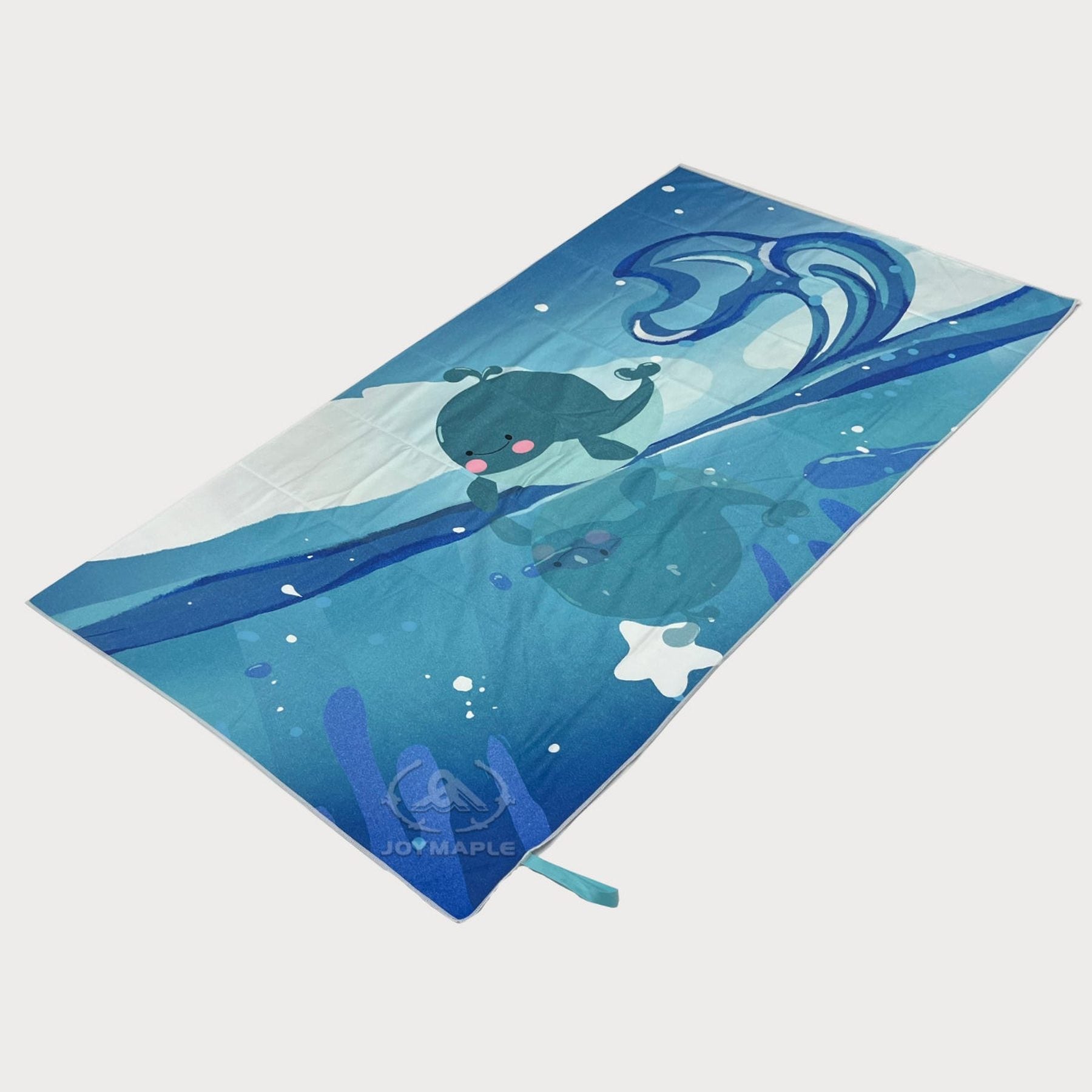 Ocean Themed Printed Suede Microfiber Beach Towels with Elastic Bands