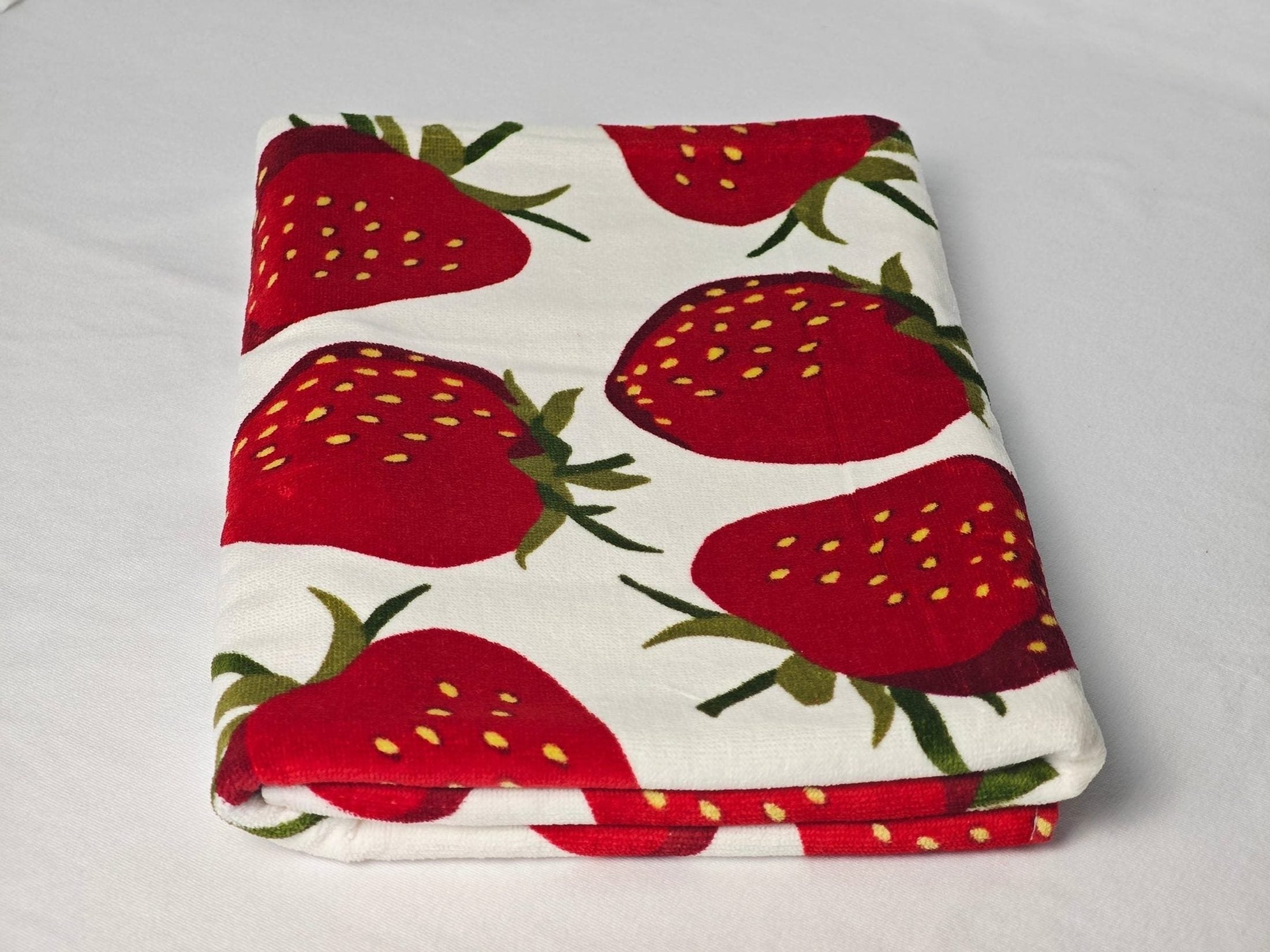 100% Cotton Custom Strawberry Print Beach Towel