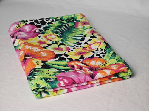 Custom Floral-Leopard Print Beach Towel