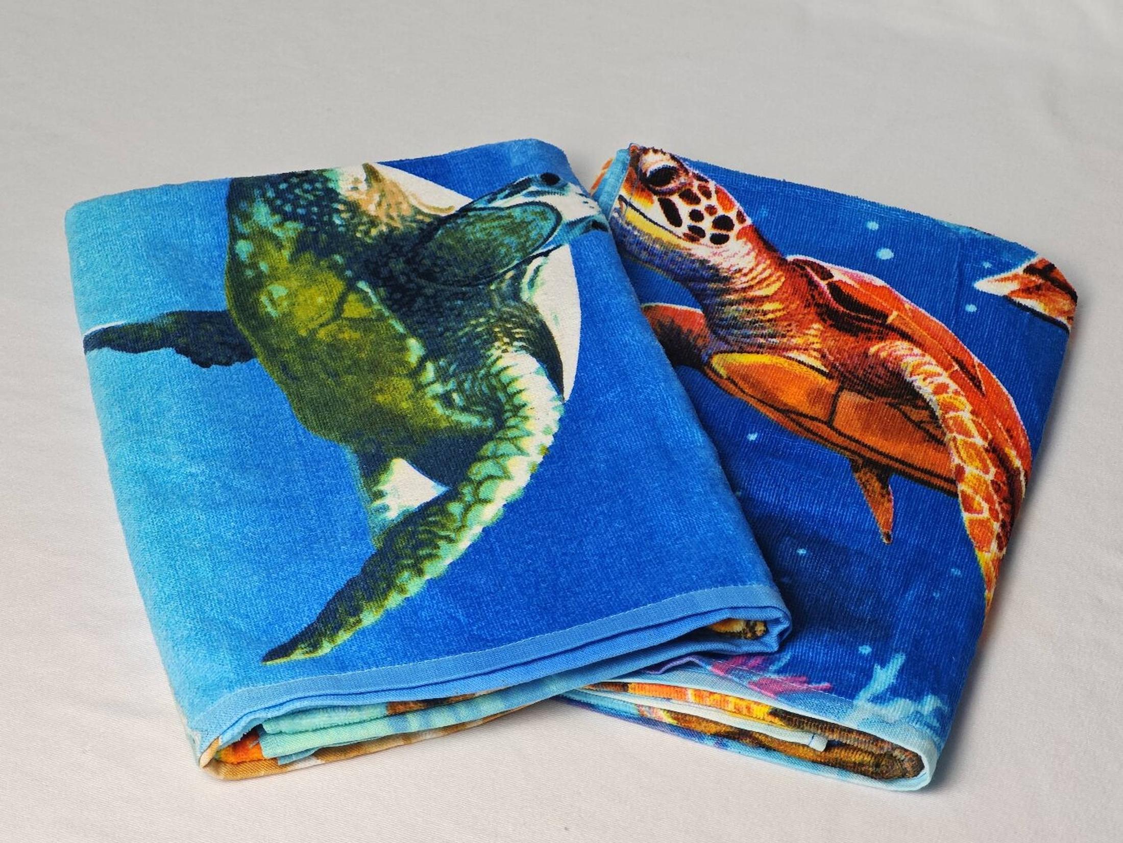 Personalized Turtle Print Cotton Beach Towels