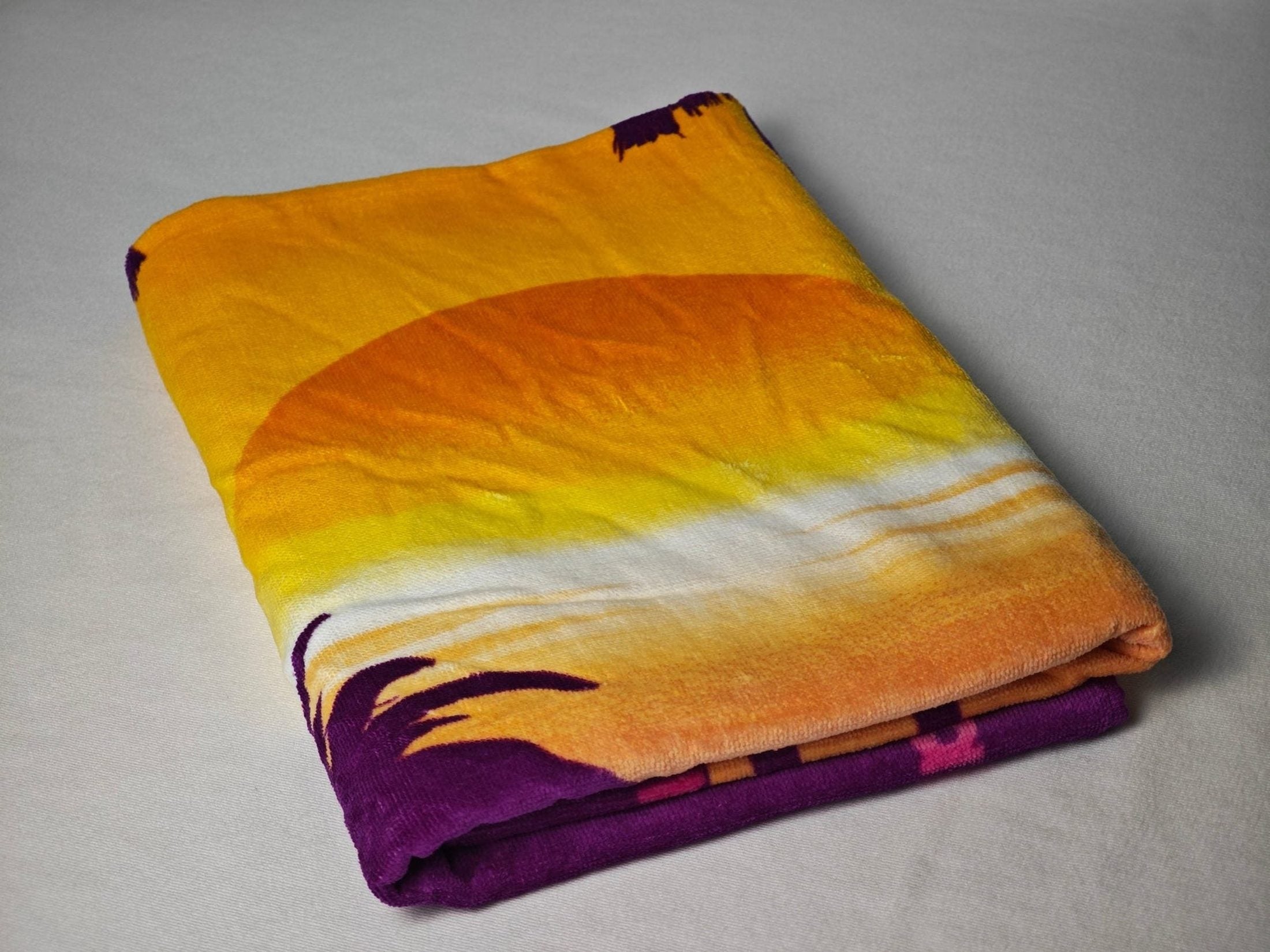 Sunset Coconut Palm Print Beach Towel