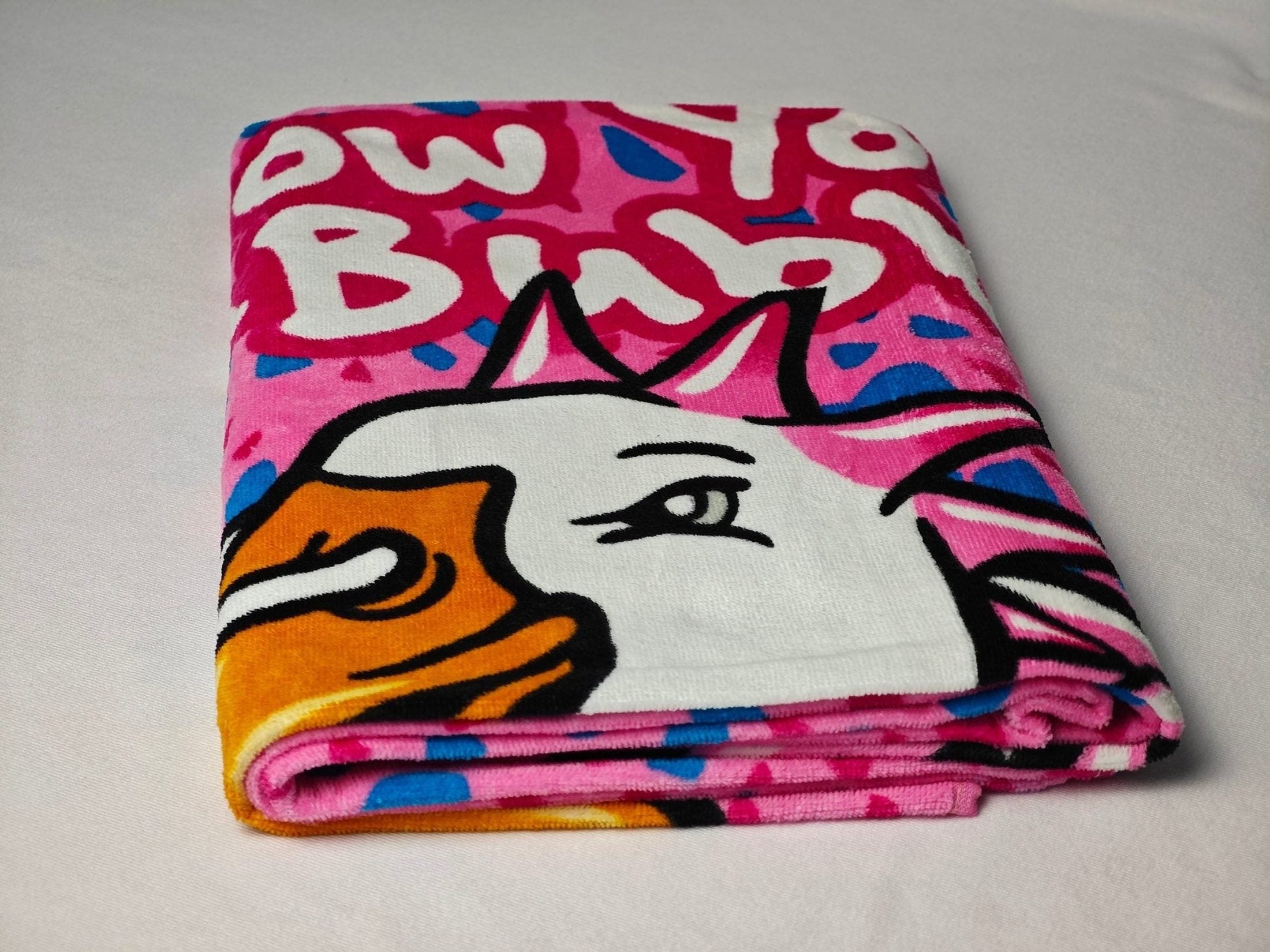 Custom Pink Animal Print Cotton Beach Towel