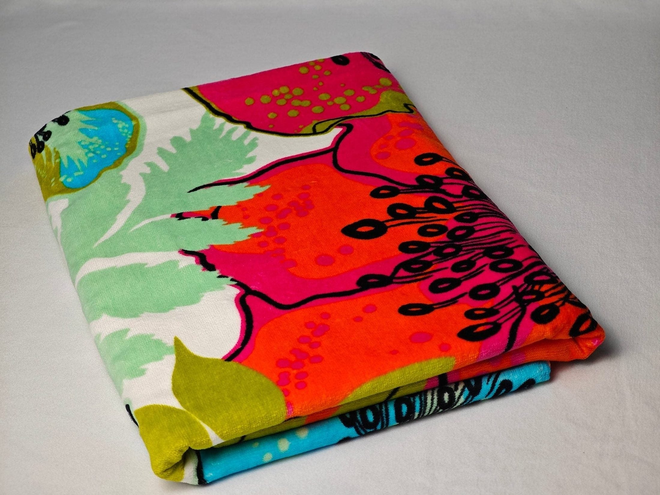 Custom Colorful Floral Print Beach Towel