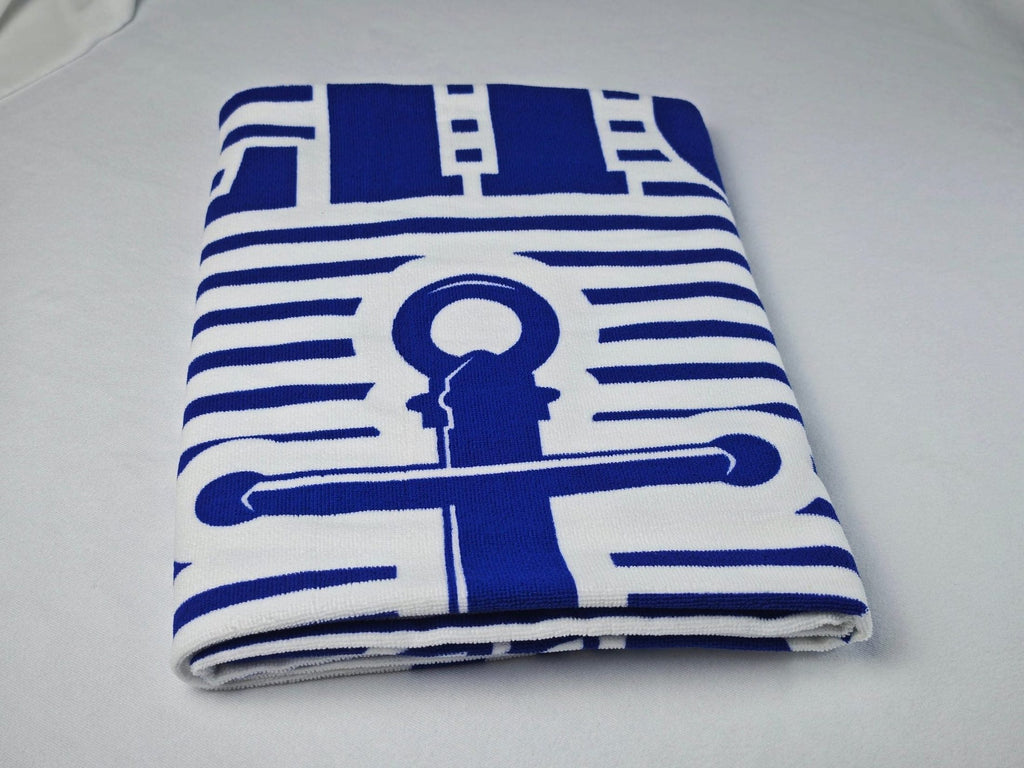 Microfiber Striped Anchor Print Beach Towel