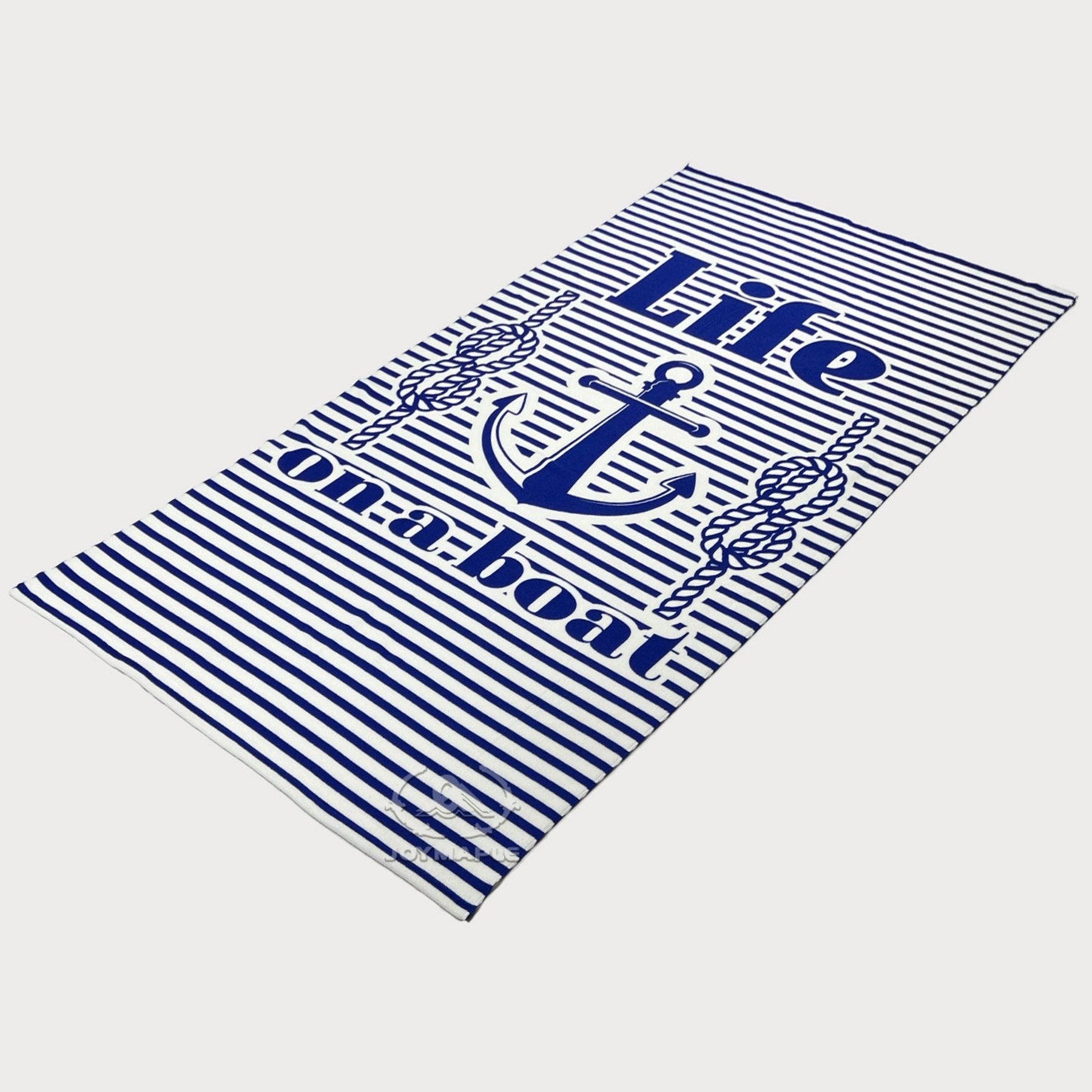 Microfiber Striped Anchor Print Beach Towel