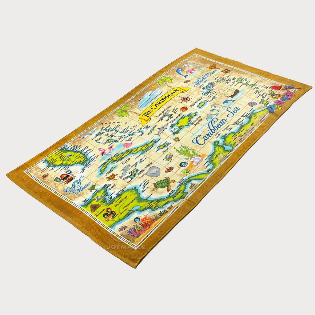 Personalized Map Print Beach Towel